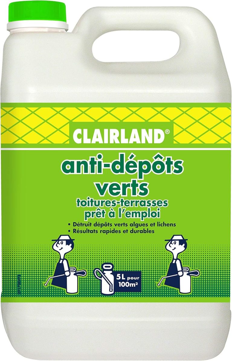 CLAIRLAND Bidon Anti-Dépôts Verts Toitures et Terrasses, Dallages, Murs, 5 L, CLAIRMOUS5000
