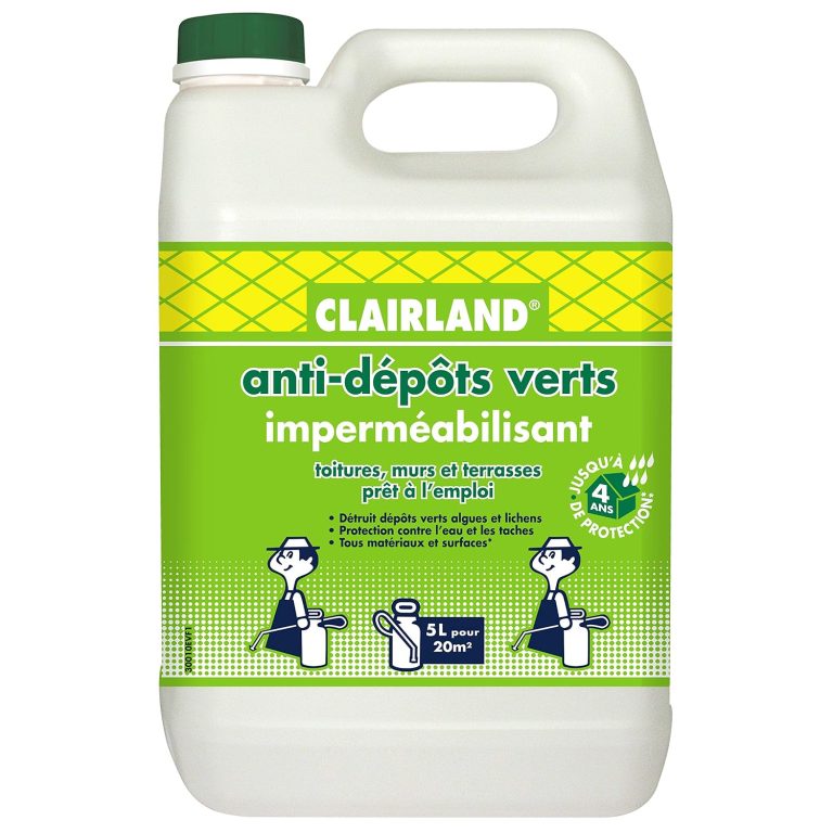 CLAIRLAND Bidon Anti-Dépôts Verts et Imperméabilisant des Toitures CLAIRIMPER5000 5 L